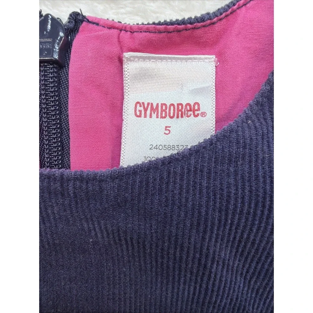 Gymboree Girls Poodle Jumper Dress Corduroy Heart‎ Dog Navy Size 5